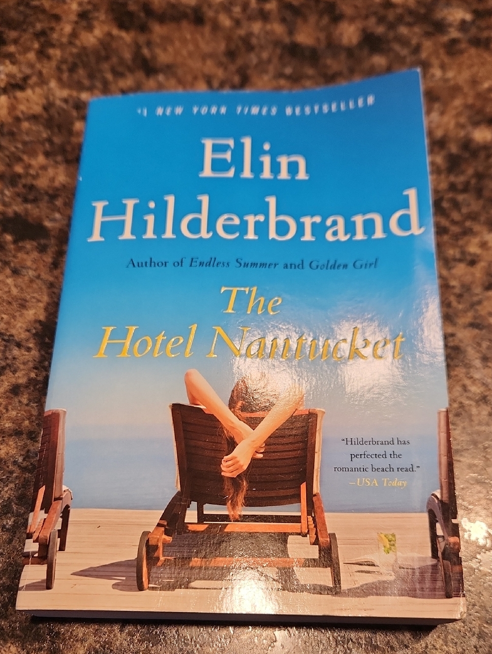 EUC Elin Hilderbrand "The Hotel Nantucket" - Blue & Tan Soft Cover Book